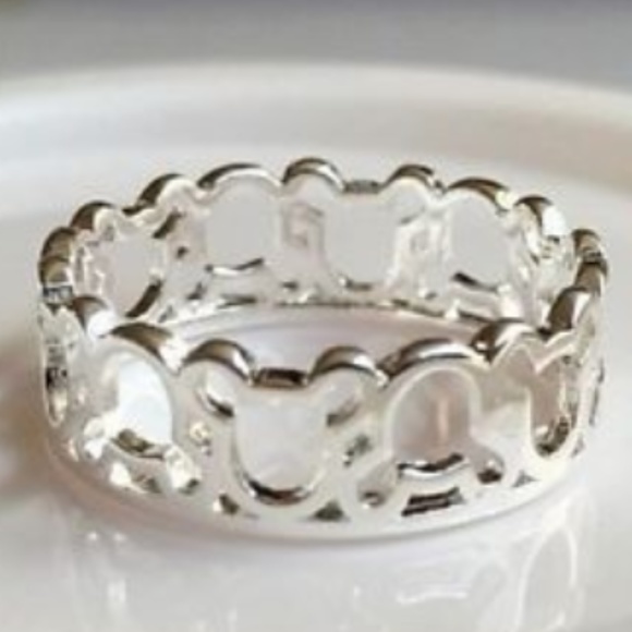 Silver Mickey Mouse Ring Size 7 9  Disney Eternity Ears Disneyana Plated Icon - Picture 1 of 9